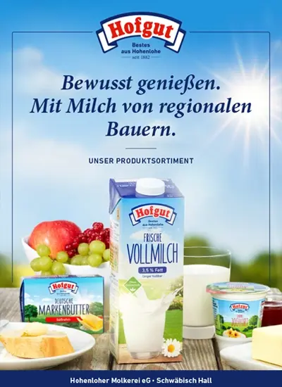 Das Produktsortiment der Hohenloher Molkerei