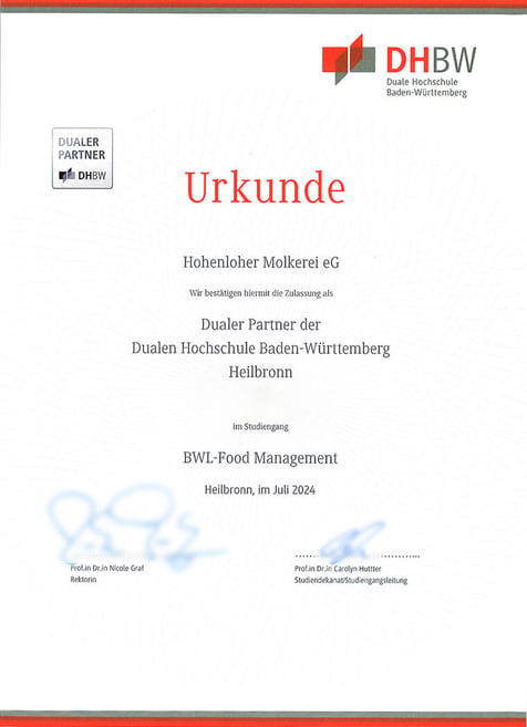 Urkunde DHBW Partner