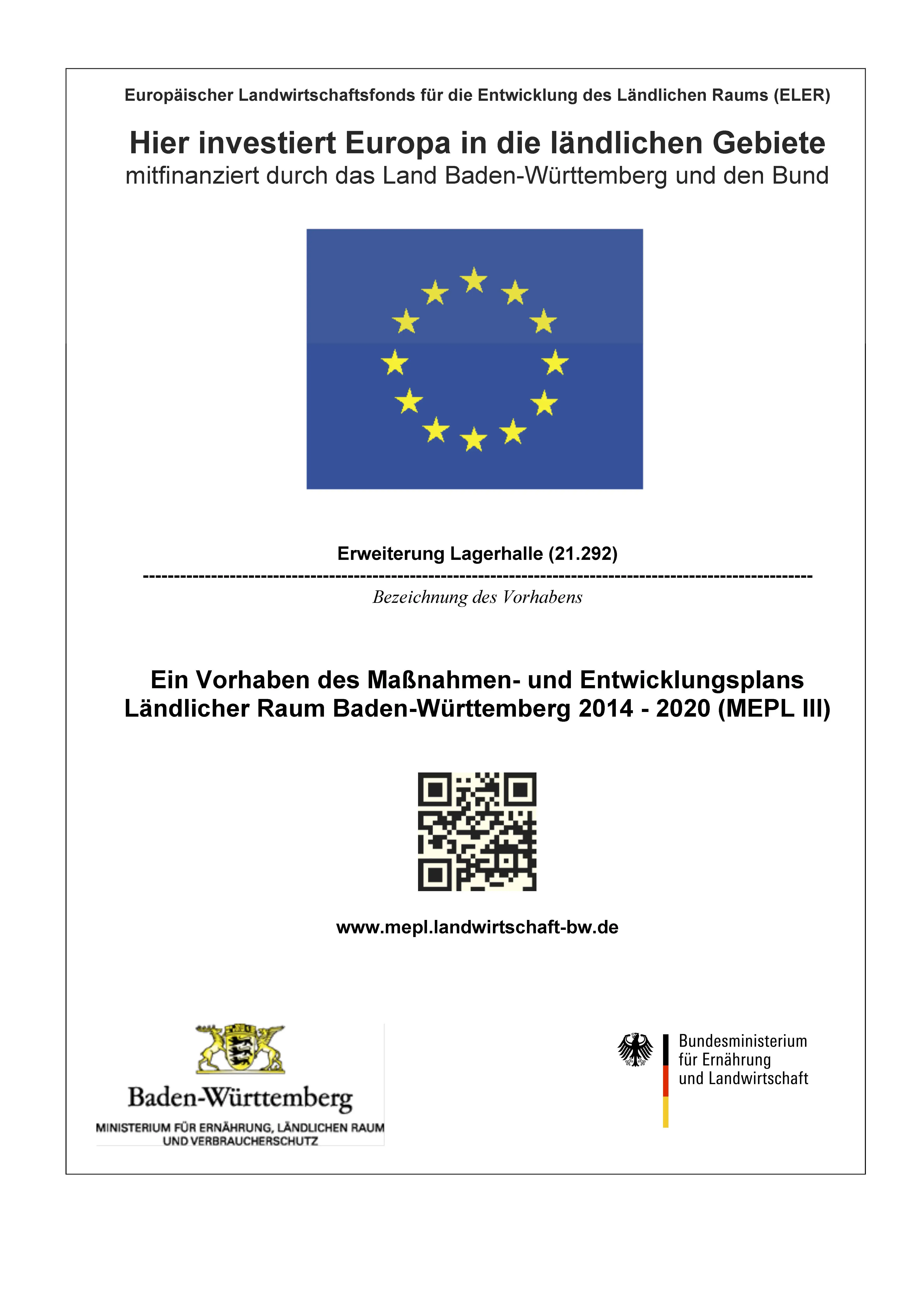 Vorschaubild der Erläuterungstafel für das Vorhaben Nr. 21.292, Erweiterung Lagerhalle
