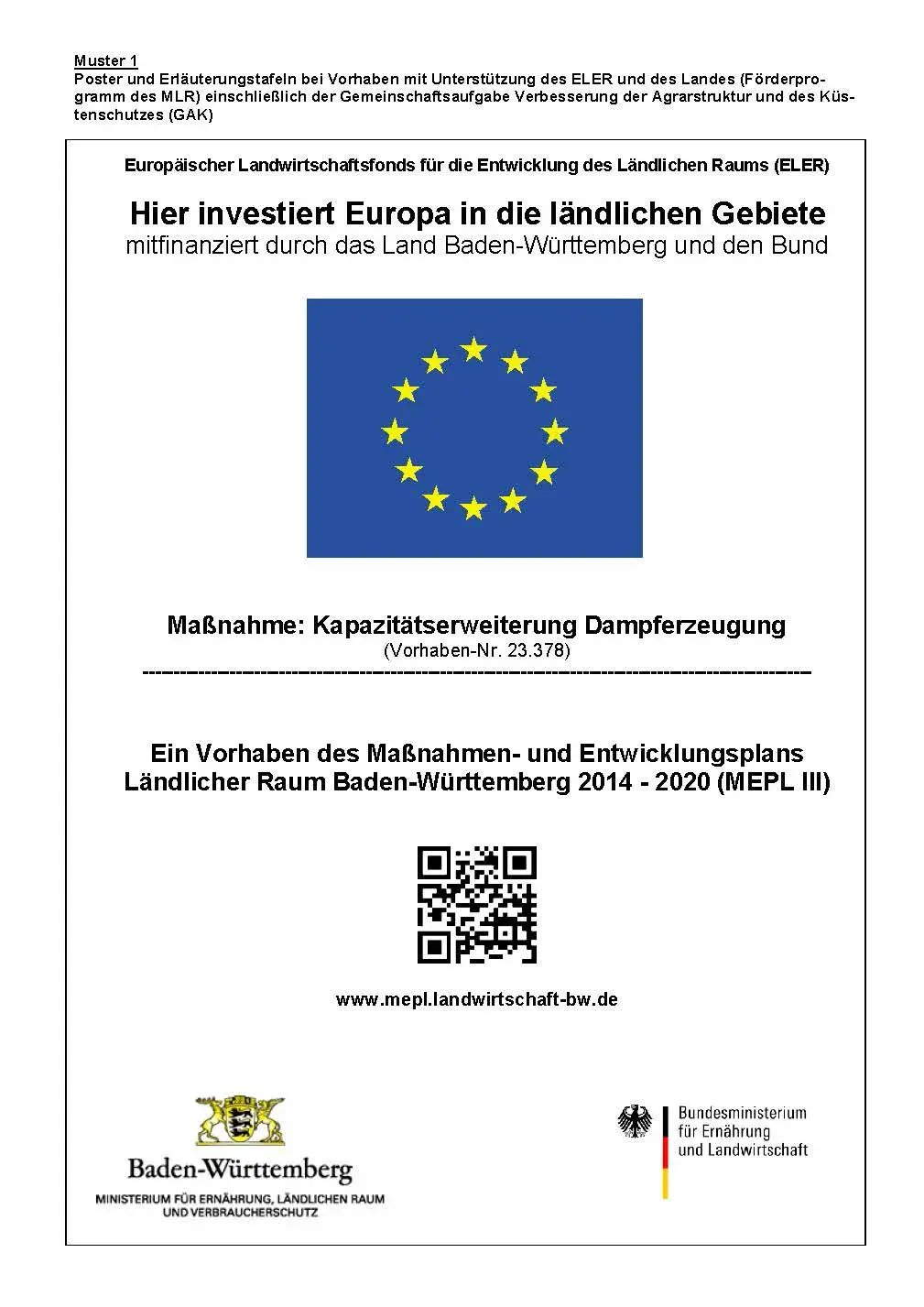Vorschaubild der Erläuterungstafel für das Vorhaben Nr. 23.378, Kapazitätserweiterung Dampferzeugung