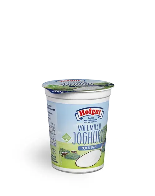 Ein 200 Gramm Becher Hofgut Vollmilchjoghurt
