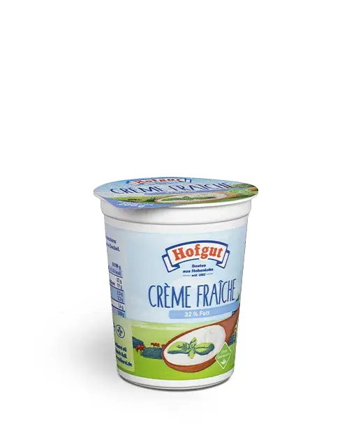 Ein 200 Gramm Becher Hofgut Crème Fraîche