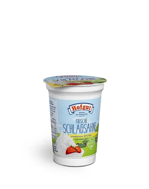 Ein 200 Gramm Becher Hofgut Frische Schlagsahne