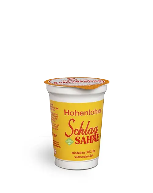 Ein 200 Gramm Becher Hofgut Hohenloher Schlagsahne