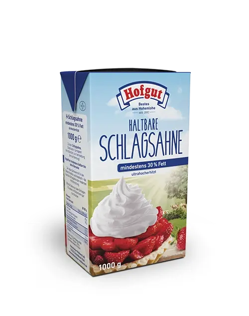 Ein 1000 Gramm Tetra Pak Hofgut Haltbare Schlagsahne